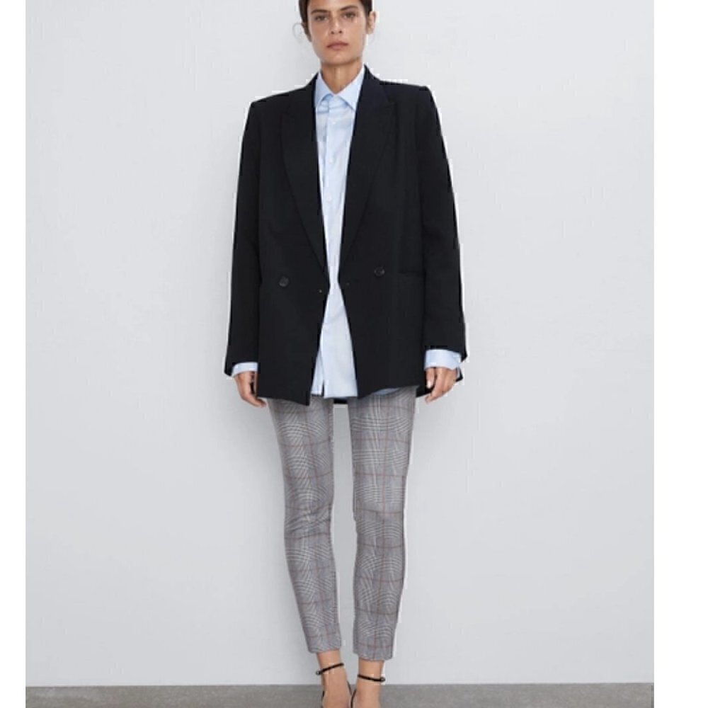 Zara Checkered Mid Rise Leggings